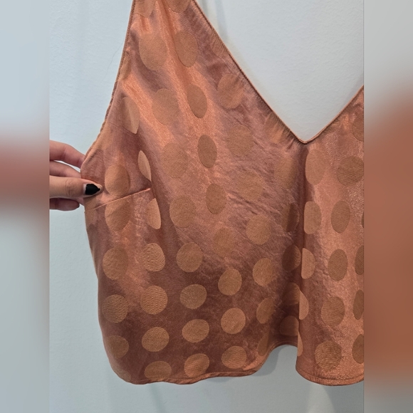 Victoria's Secret polka dot satin cami top with tie straps in a copper color. Si - Picture 3 of 6